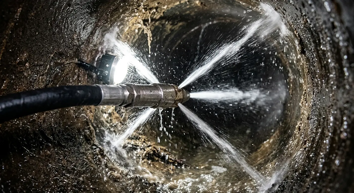 High-pressure hydro jetting nozzle cleaning sewer pipe for Sewer Line Relining in Palmyra